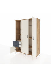 Hyperion Dolap 5 Raflı 2 Çekmeceli Tek Askılı 132x44x195 Çam-Aytaşı/Antrasit