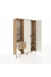 Hyperion Dolap 5 Raflı 2 Çekmeceli Tek Askılı 132x44x195 Çam-Aytaşı/Çam
