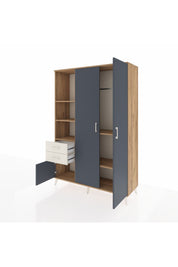 Hyperion Dolap 5 Raflı 2 Çekmeceli Tek Askılı 132x44x195 Çam-Antrasit/Aytaşı