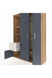 Hyperion Dolap 5 Raflı 2 Çekmeceli Tek Askılı 132x44x195 Çam-Antrasit/Aytaşı