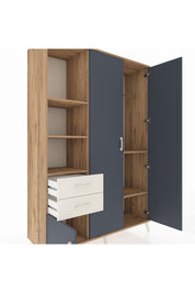 Hyperion Dolap 5 Raflı 2 Çekmeceli Tek Askılı 132x44x195 Çam-Antrasit/Aytaşı