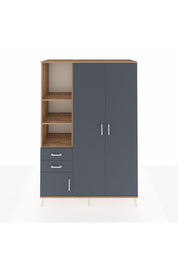 Hyperion Dolap 5 Raflı 2 Çekmeceli Tek Askılı 132x44x195 Çam-Antrasit/Antrasit