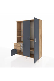 Hyperion Dolap 5 Raflı 2 Çekmeceli Tek Askılı 132x44x195 Çam-Antrasit/Çam