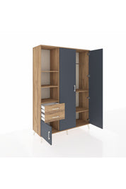 Hyperion Dolap 5 Raflı 2 Çekmeceli Tek Askılı 132x44x195 Çam-Antrasit/Çam