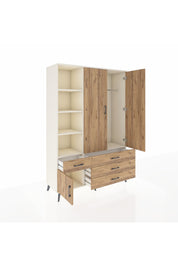 Hyperion Dolap 5 Raflı 4 Çekmeceli Tek Askılı 132x44x195 Aytaşı-Çam/Çam
