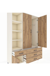 Hyperion Dolap 5 Raflı 4 Çekmeceli Tek Askılı 132x44x195 Aytaşı-Çam/Çam