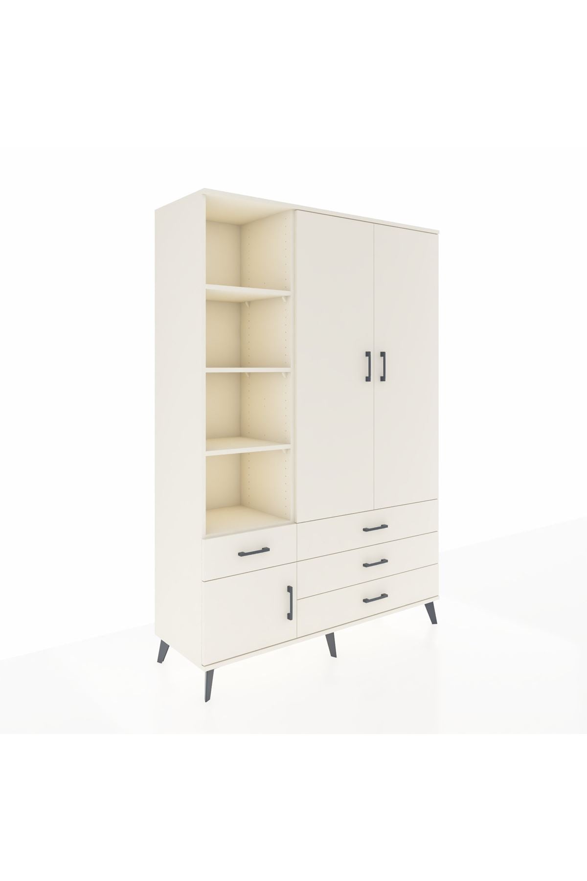 Hyperion Dolap 5 Raflı 4 Çekmeceli Tek Askılı 132x44x195 Aytaşı-Aytaşı/Aytaşı