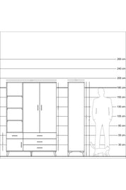 Hyperion Dolap 5 Raflı 4 Çekmeceli Tek Askılı 132x44x195 Aytaşı-Aytaşı/Aytaşı