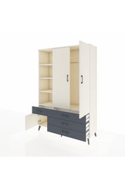 Hyperion Dolap 5 Raflı 4 Çekmeceli Tek Askılı 132x44x195 Aytaşı-Aytaşı/Antrasit