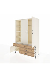 Hyperion Dolap 5 Raflı 4 Çekmeceli Tek Askılı 132x44x195 Aytaşı-Aytaşı/Çam