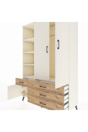 Hyperion Dolap 5 Raflı 4 Çekmeceli Tek Askılı 132x44x195 Aytaşı-Aytaşı/Çam