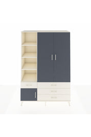 Hyperion Dolap 5 Raflı 4 Çekmeceli Tek Askılı 132x44x195 Aytaşı-Antrasit/Aytaşı