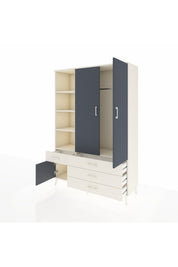 Hyperion Dolap 5 Raflı 4 Çekmeceli Tek Askılı 132x44x195 Aytaşı-Antrasit/Aytaşı