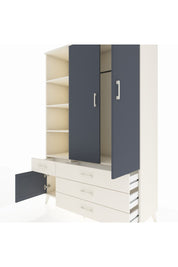 Hyperion Dolap 5 Raflı 4 Çekmeceli Tek Askılı 132x44x195 Aytaşı-Antrasit/Aytaşı