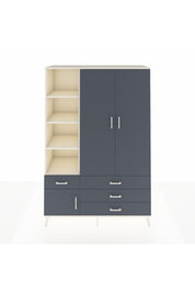 Hyperion Dolap 5 Raflı 4 Çekmeceli Tek Askılı 132x44x195 Aytaşı-Antrasit/Antrasit