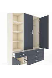 Hyperion Dolap 5 Raflı 4 Çekmeceli Tek Askılı 132x44x195 Aytaşı-Antrasit/Antrasit