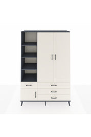 Hyperion Dolap 5 Raflı 4 Çekmeceli Tek Askılı 132x44x195 Antrasit-Aytaşı/Aytaşı