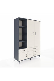 Hyperion Dolap 5 Raflı 4 Çekmeceli Tek Askılı 132x44x195 Antrasit-Aytaşı/Aytaşı