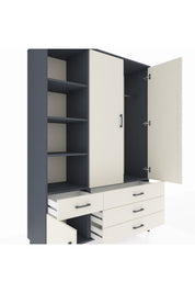 Hyperion Dolap 5 Raflı 4 Çekmeceli Tek Askılı 132x44x195 Antrasit-Aytaşı/Aytaşı