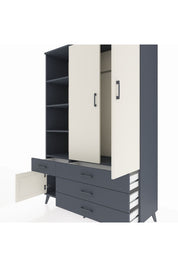 Hyperion Dolap 5 Raflı 4 Çekmeceli Tek Askılı 132x44x195 Antrasit-Aytaşı/Antrasit