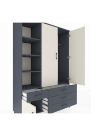 Hyperion Dolap 5 Raflı 4 Çekmeceli Tek Askılı 132x44x195 Antrasit-Aytaşı/Antrasit
