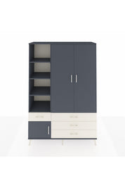 Hyperion Dolap 5 Raflı 4 Çekmeceli Tek Askılı 132x44x195 Antrasit-Antrasit/Aytaşı