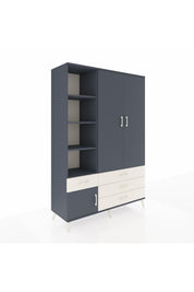 Hyperion Dolap 5 Raflı 4 Çekmeceli Tek Askılı 132x44x195 Antrasit-Antrasit/Aytaşı