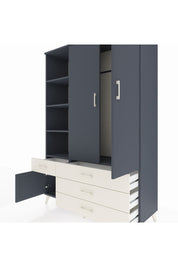 Hyperion Dolap 5 Raflı 4 Çekmeceli Tek Askılı 132x44x195 Antrasit-Antrasit/Aytaşı