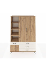 Hyperion Dolap 5 Raflı 4 Çekmeceli Tek Askılı 132x44x195 Çam-Çam/Aytaşı