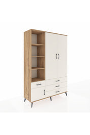 Hyperion Dolap 5 Raflı 4 Çekmeceli Tek Askılı 132x44x195 Çam-Aytaşı/Aytaşı