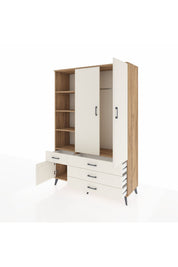 Hyperion Dolap 5 Raflı 4 Çekmeceli Tek Askılı 132x44x195 Çam-Aytaşı/Aytaşı
