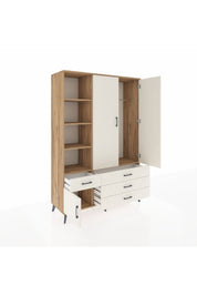 Hyperion Dolap 5 Raflı 4 Çekmeceli Tek Askılı 132x44x195 Çam-Aytaşı/Aytaşı