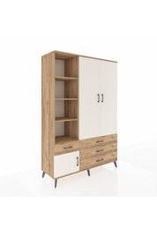 Hyperion Dolap 5 Raflı 4 Çekmeceli Tek Askılı 132x44x195 Çam-Aytaşı/Çam