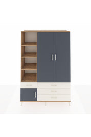 Hyperion Dolap 5 Raflı 4 Çekmeceli Tek Askılı 132x44x195 Çam-Antrasit/Aytaşı