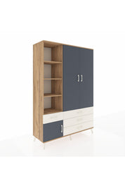 Hyperion Dolap 5 Raflı 4 Çekmeceli Tek Askılı 132x44x195 Çam-Antrasit/Aytaşı