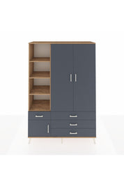 Hyperion Dolap 5 Raflı 4 Çekmeceli Tek Askılı 132x44x195 Çam-Antrasit/Antrasit