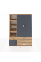 Hyperion Dolap 5 Raflı 4 Çekmeceli Tek Askılı 132x44x195 Çam-Antrasit/Çam