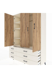 Hyperion Dolap 5 Raflı 6 Çekmeceli Tek Askılı 132x44x195 Aytaşı-Çam/Aytaşı