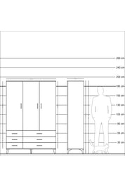 Hyperion Dolap 5 Raflı 6 Çekmeceli Tek Askılı 132x44x195 Aytaşı-Çam/Çam