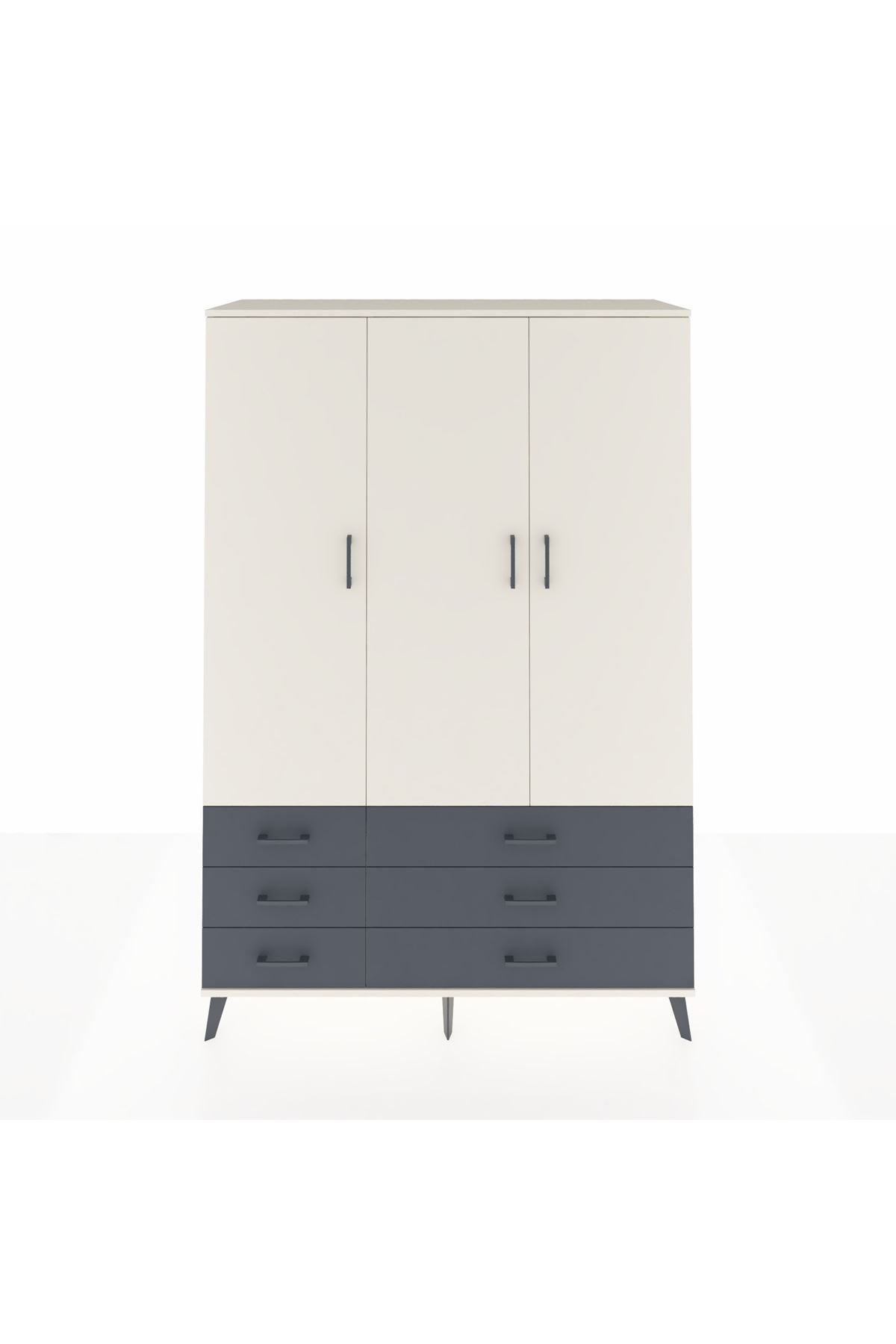 Hyperion Dolap 5 Raflı 6 Çekmeceli Tek Askılı 132x44x195 Aytaşı-Aytaşı/Antrasit