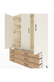 Hyperion Dolap 5 Raflı 6 Çekmeceli Tek Askılı 132x44x195 Aytaşı-Aytaşı/Çam