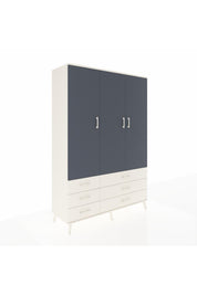 Hyperion Dolap 5 Raflı 6 Çekmeceli Tek Askılı 132x44x195 Aytaşı-Antrasit/Aytaşı