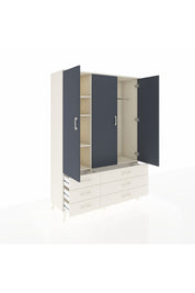 Hyperion Dolap 5 Raflı 6 Çekmeceli Tek Askılı 132x44x195 Aytaşı-Antrasit/Aytaşı