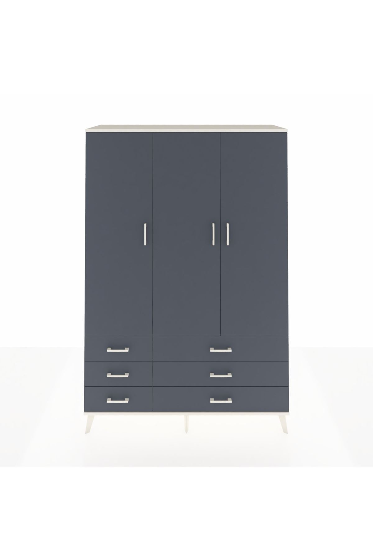 Hyperion Dolap 5 Raflı 6 Çekmeceli Tek Askılı 132x44x195 Aytaşı-Antrasit/Antrasit