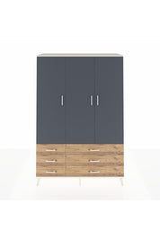 Hyperion Dolap 5 Raflı 6 Çekmeceli Tek Askılı 132x44x195 Aytaşı-Antrasit/Çam