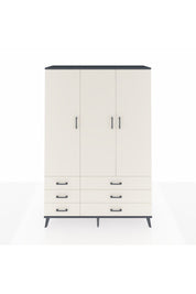 Hyperion Dolap 5 Raflı 6 Çekmeceli Tek Askılı 132x44x195 Antrasit-Aytaşı/Aytaşı