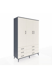 Hyperion Dolap 5 Raflı 6 Çekmeceli Tek Askılı 132x44x195 Antrasit-Aytaşı/Aytaşı