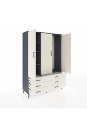 Hyperion Dolap 5 Raflı 6 Çekmeceli Tek Askılı 132x44x195 Antrasit-Aytaşı/Aytaşı