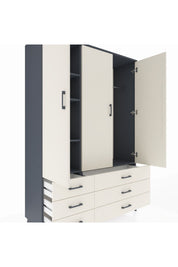 Hyperion Dolap 5 Raflı 6 Çekmeceli Tek Askılı 132x44x195 Antrasit-Aytaşı/Aytaşı