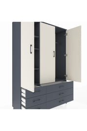 Hyperion Dolap 5 Raflı 6 Çekmeceli Tek Askılı 132x44x195 Antrasit-Aytaşı/Antrasit